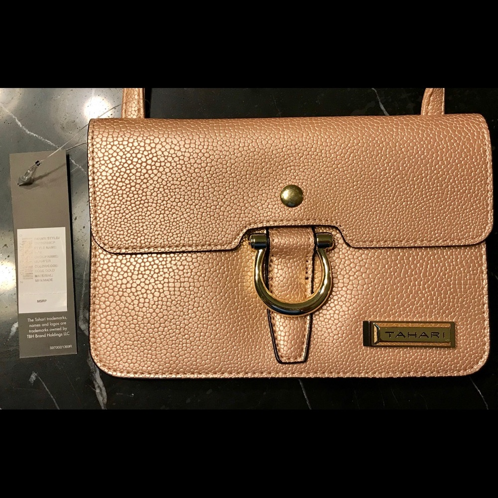 NWT New Tahari rose gold pink crossbody bag purse - Picture 2 of 5